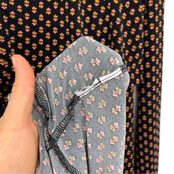 LOFT Long Sleeve Keyhole Neck Mini Dress Black Pink Yellow 4 - Picture 6 of 8